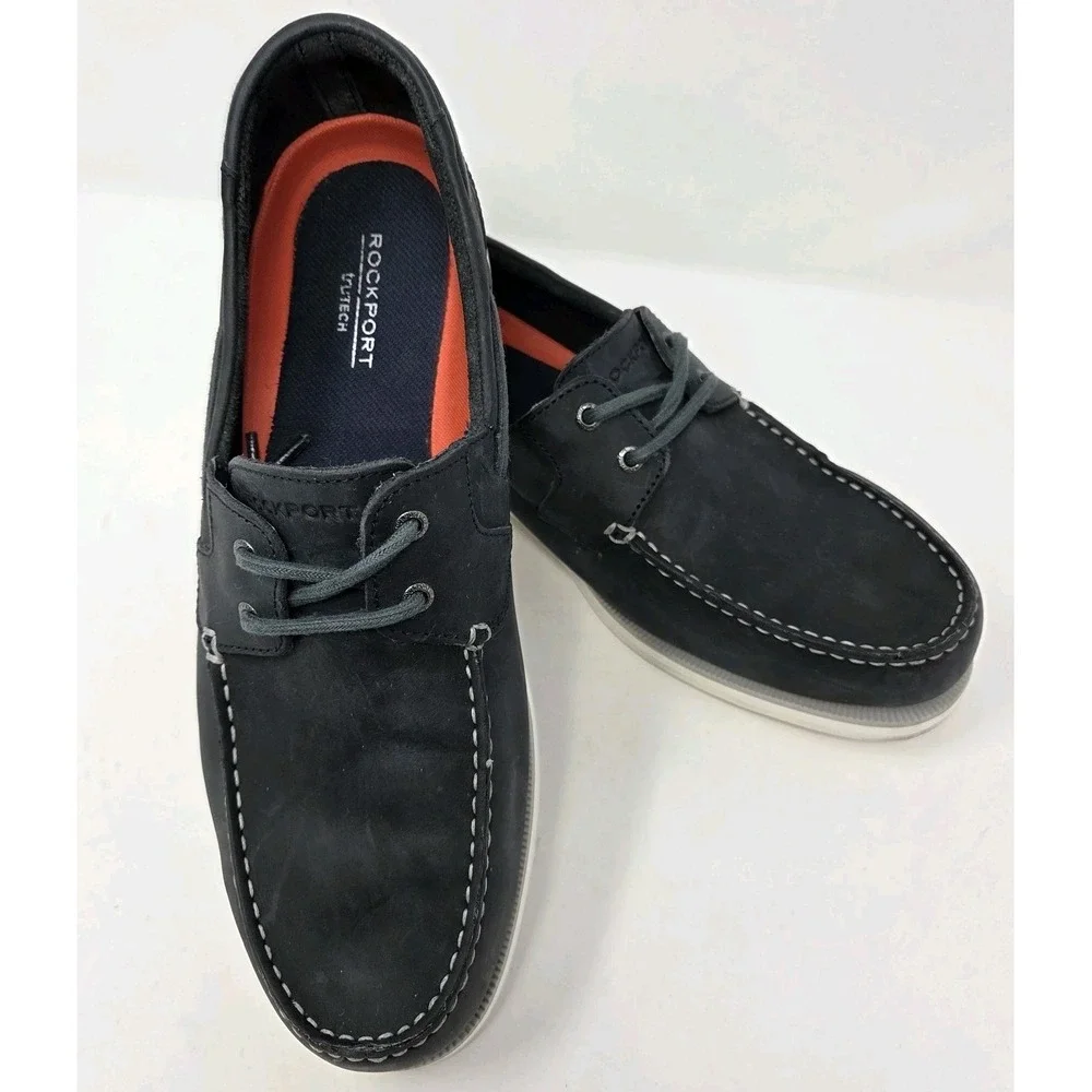 Rockport RM Southport Boat Shoes Trutech Men's Sz 10 Navy Blue Comfort Casual